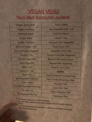 Can also make meals vegan  at Red Ginger in Duluth