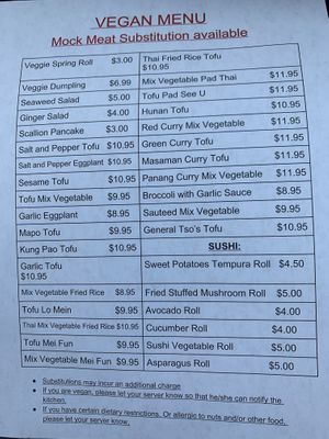 Extensive Vegan Menu at Red Ginger in Duluth