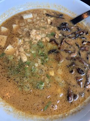 Spicy Garnet with gluten free noodles at RAKKAN Ramen - Redondo Beach in Redondo Beach