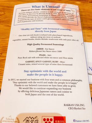 The menu has the vegan bowls and a little description of the restaurant.  at RAKKAN Ramen - Redondo Beach in Redondo Beach