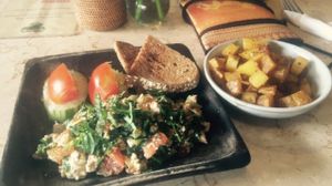 tofu scramble and breakfast potatoes  at Kafe in Ubud