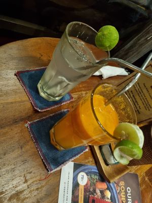 Carrot Cleanser and Coconut water at Kafe in Ubud