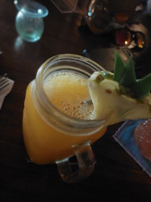 Ginger, tumeric, pineapple juice at Kafe in Ubud