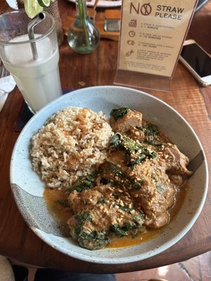 Jackfruit and tempeh in a peanut butter sauce   at Kafe in Ubud