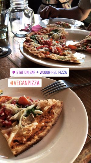 Clarence pizza (vegan option) at Station Bar & Woodfired Pizza in Katoomba
