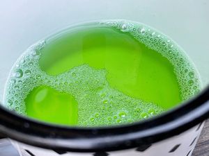 sweet woodruff lemonade (labelled "?" on refill station) at Swing Kitchen - Rosenthalerstraße in Berlin