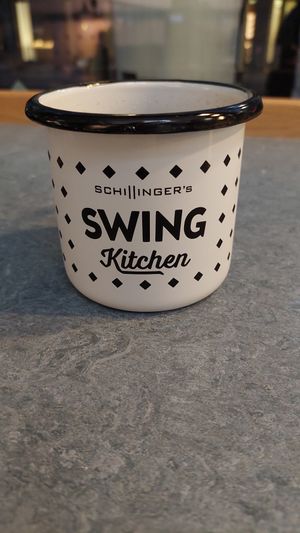 Bottomless drinks in this mug at Swing Kitchen - Rosenthalerstraße in Berlin
