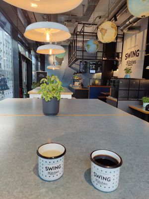 The seating at Swing Kitchen - Rosenthalerstraße in Berlin