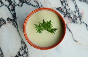 Broccoli Stem Soup at Beauclair in Brussels