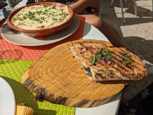 Mushroom Toast & vegetarian lasagna ♥️ at Cantinho da Regina in Sesimbra