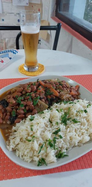 Feijoada didn't disappointed,  simple but tasty, homemade food. at Cantinho da Regina in Sesimbra