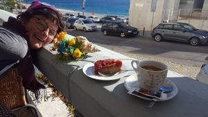 Delicious homemade vegan cake & coffee. at Cantinho da Regina in Sesimbra
