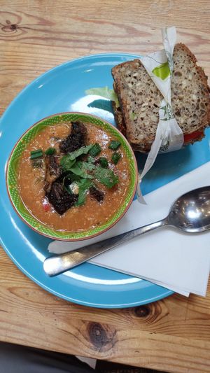 Stew and sandwich at Antiquity Plant-based Cafe @ The Timetravellers Bookshop in Skibbereen