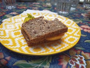 Tasty small sandwich at Antiquity Plant-based Cafe @ The Timetravellers Bookshop in Skibbereen