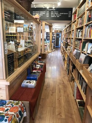 Corridor along the café space  at Antiquity Plant-based Cafe @ The Timetravellers Bookshop in Skibbereen