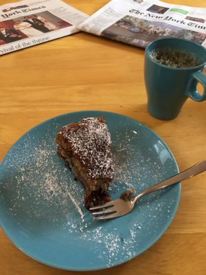Best vegan cake I’ve had. Cherry-chocolate cake. 👌 at Antiquity Plant-based Cafe @ The Timetravellers Bookshop in Skibbereen