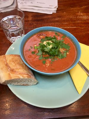Stew with sourdough bread  at Antiquity Plant-based Cafe @ The Timetravellers Bookshop in Skibbereen