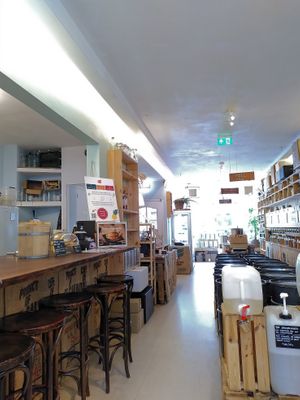 Interior + Some of the eat-in space at Little Plant Pantry in Amsterdam