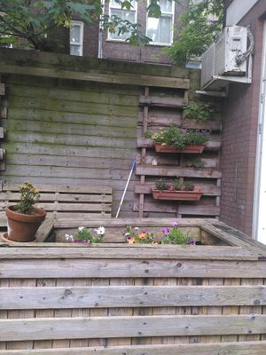 Outdoor seating at Little Plant Pantry in Amsterdam