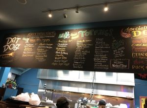 Menu board  at Dat Dog in New Orleans