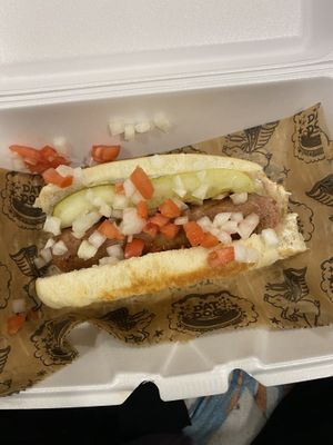 Bratwurst dog  at Dat Dog in New Orleans