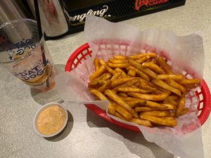 The best fries around!! & a Shirley temple at Dat Dog in New Orleans
