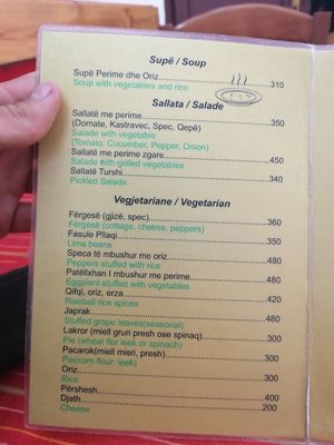 Vegetarian and vegan dishes at Oda's Garden in Tirana