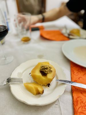 Wood-oven-cooked dessert  at Oda's Garden in Tirana