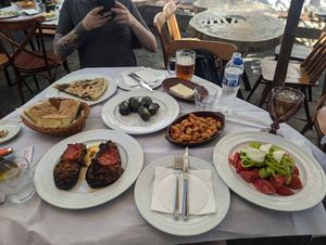 The free bread isn't vegan! at Oda's Garden in Tirana