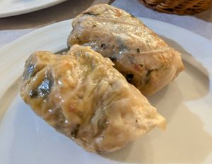 Stuffed vine leaves at Oda's Garden in Tirana