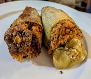 Stuffed peppers at Oda's Garden in Tirana