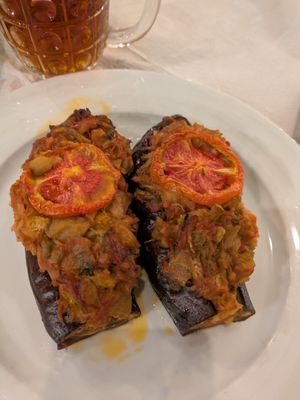 Stuffed aubergine (650 ALL) at Oda's Garden in Tirana