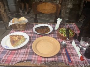 Byrek with Zucchini, stuffed eggplant and mixed salad   at Lili Homemade Food in Berat