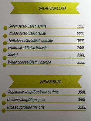 salads and soups   at Temi Albanian Food in Berat
