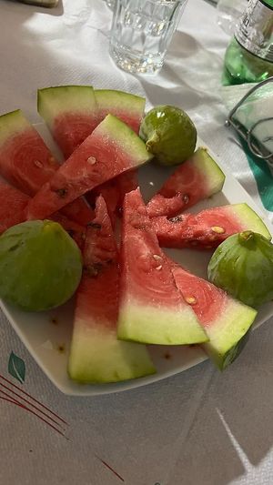 Figs and watermelon  at Temi Albanian Food in Berat