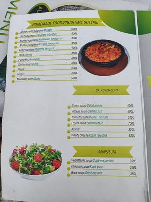 Menu at Temi Albanian Food in Berat