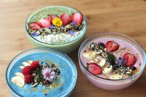 An assortment of smoothie bowls at Wholism in Portland