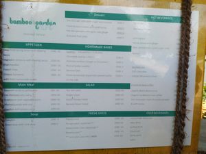 Menu at Bamboo Garden in Nyaungshwe