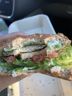 Fish sandwich  at LA Vegan in Los Angeles