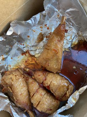 Hot wings - too much liquid, not spicy at LA Vegan in Los Angeles