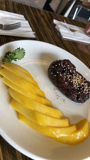 Sticky rice and mango  at LA Vegan in Los Angeles