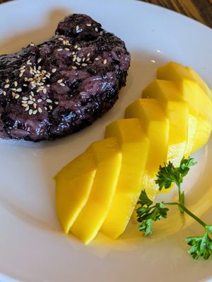 Mango sticky rice at LA Vegan in Los Angeles