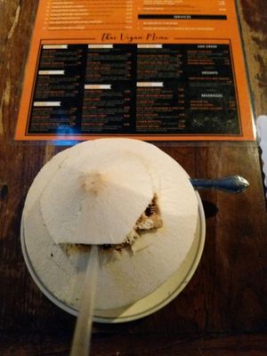 young fresh coconut - delicious! at LA Vegan in Los Angeles