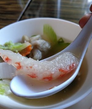 Wonton soup vegan shrimp at LA Vegan in Los Angeles