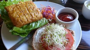 Tempeh sandwich at LA Vegan in Los Angeles