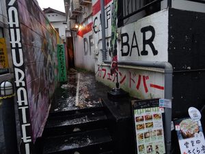 Hidden back entrance  at Sakura Tei in Tokyo