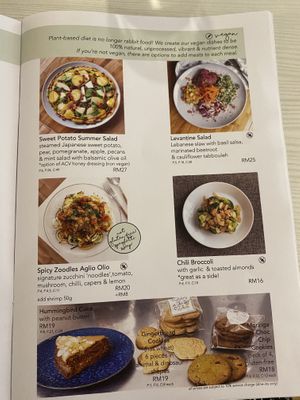 Vegan menu  at Fittie Sense in Kuala Lumpur