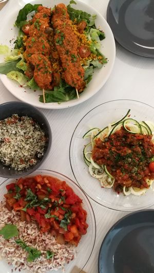 ?Vegan Harissa Skewers (vegan special available only on Monday) RM24
?Vegan Chilli con Carne RM19
?Zoodles Aglio Olio RM18

 at Fittie Sense in Kuala Lumpur