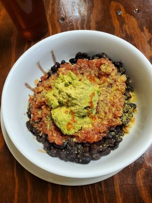 My favorite menu item, the golden stack, no cheese/sour cream + nutritional yeast. at Golden Temple Natural Grocery & Cafe in Birmingham