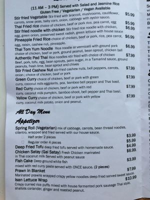 Menu at Once Upon A Thai in Abbotsford